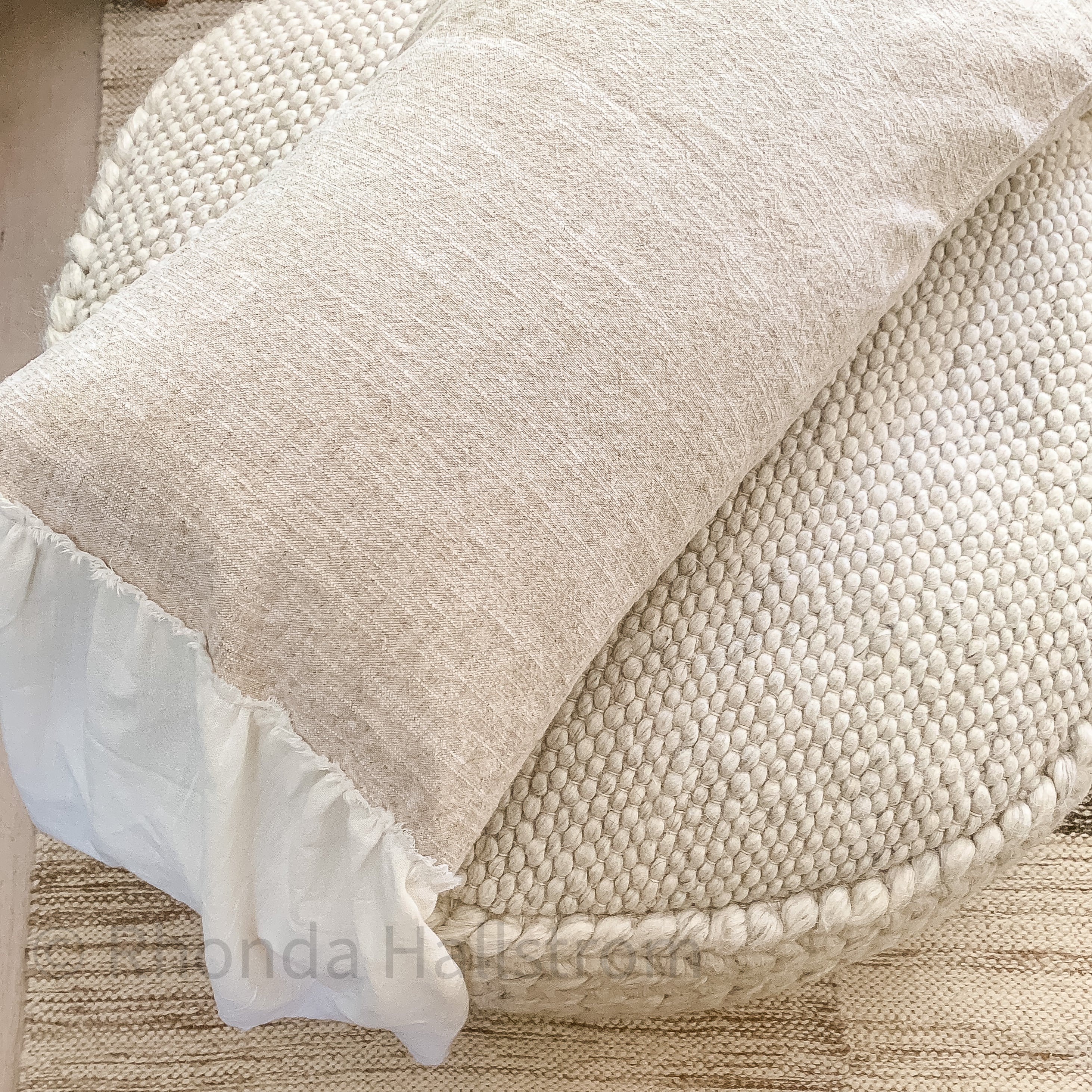 Flax Linen Lumbar Pillow with Ruffles – Hallstrom Home