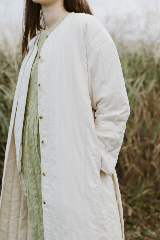 Long White Quilted Jacket Coat
