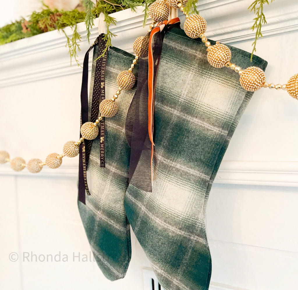 Green Wool Plaid Stocking