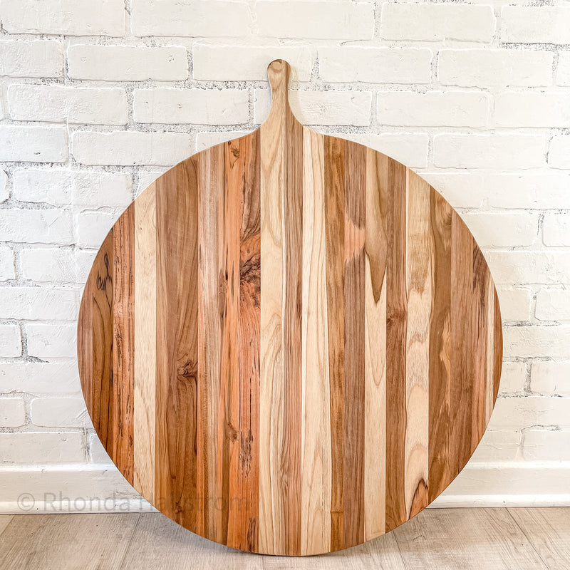 Round Wooden Board - 33cm long 25cm wide