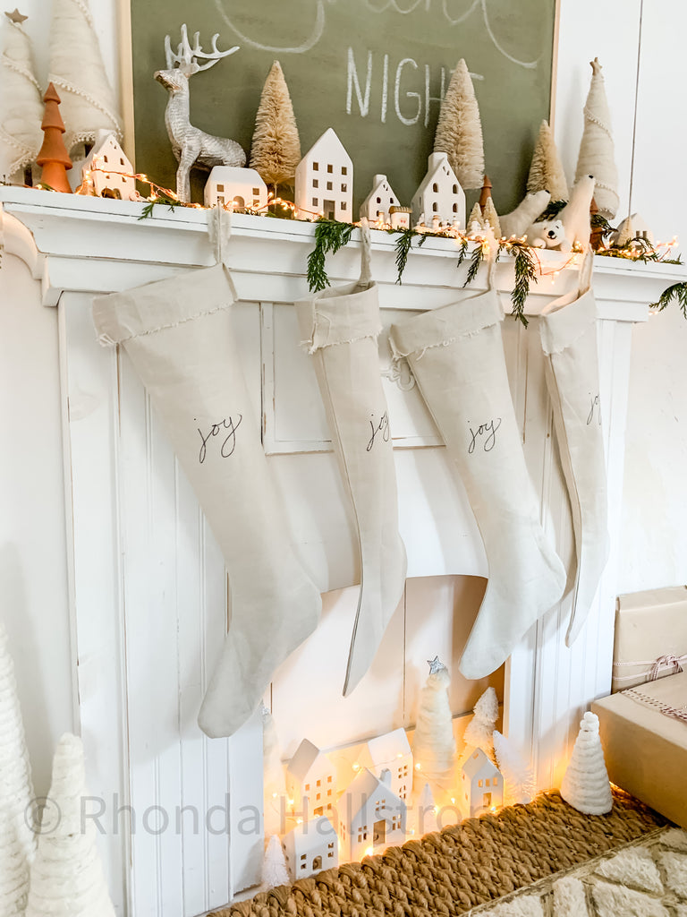 Long Linen Christmas Stocking/ French Nordic
