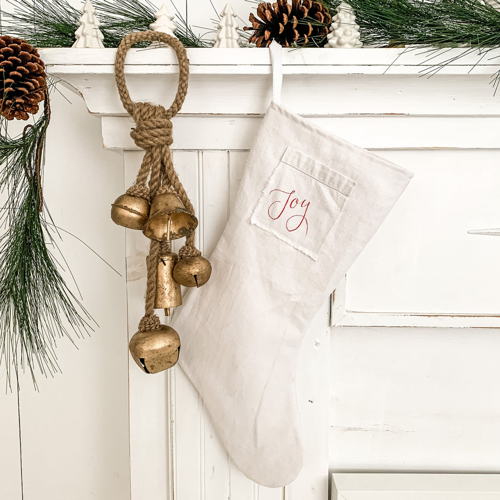 armhouse White Linen Christmas Stockings-Handmade