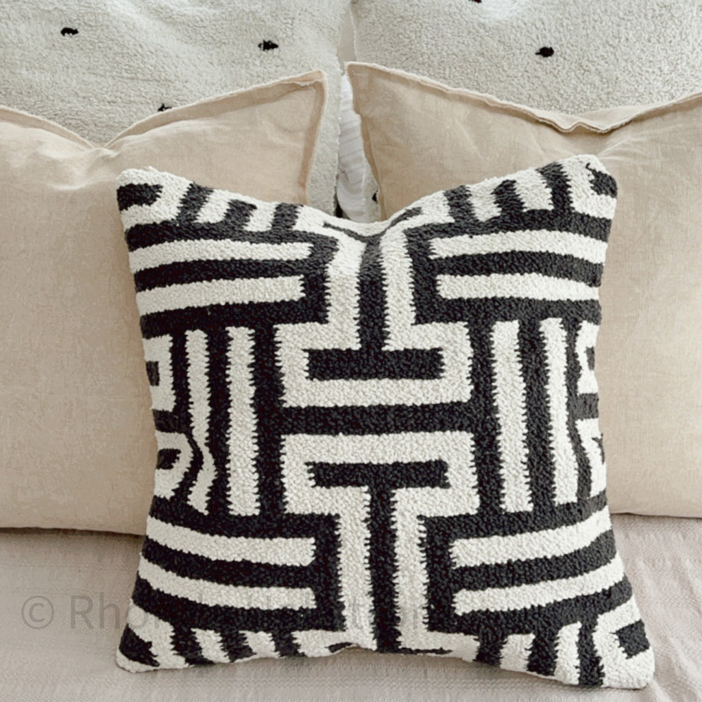 y Black and White Geometric Pillow Modern Farmhouse