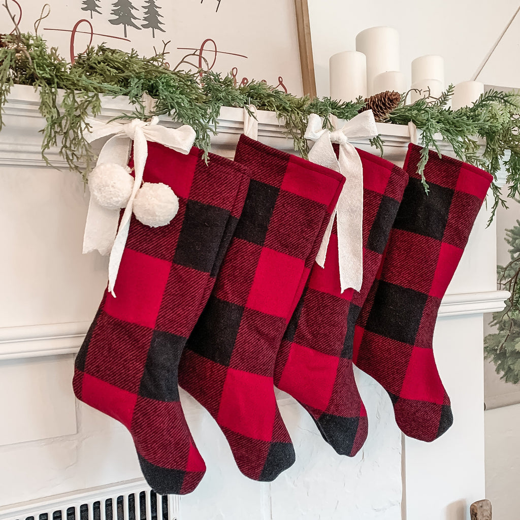 Red Buffalo Wool Christmas Stockings