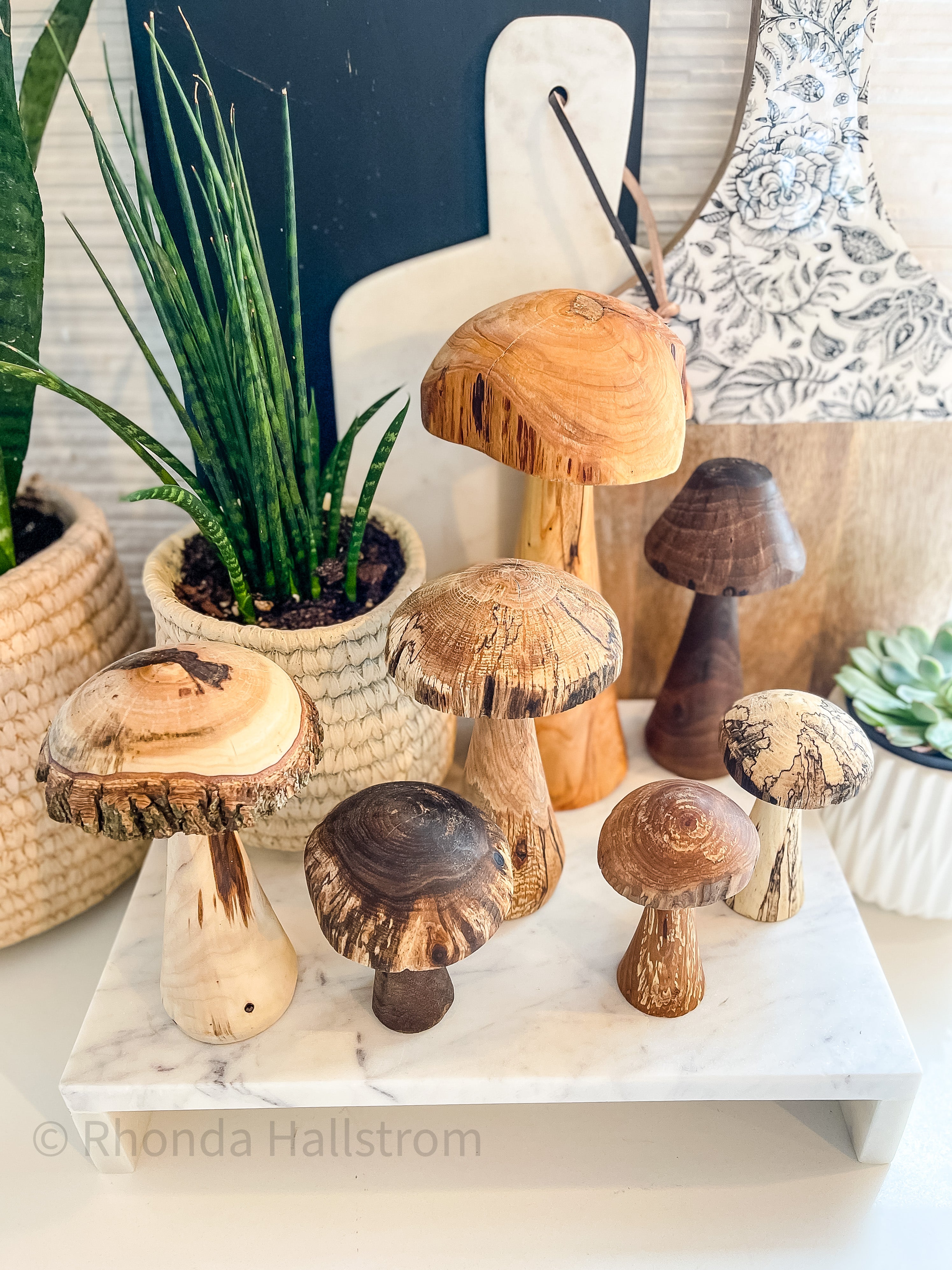 Hand-carved Wooden Mushroom –