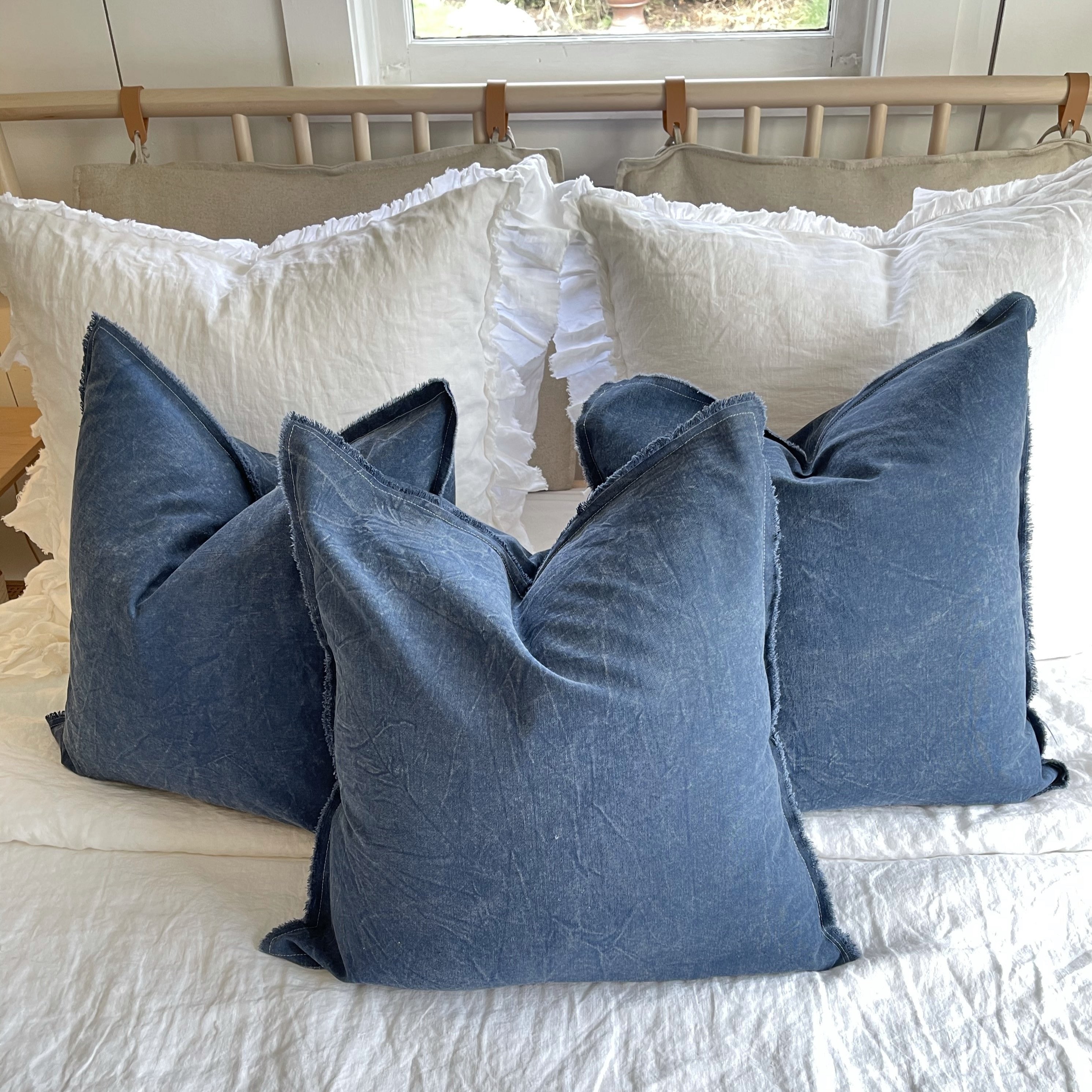 Raw Edge Navy Blue Throw Pillow Cover – Hallstrom Home