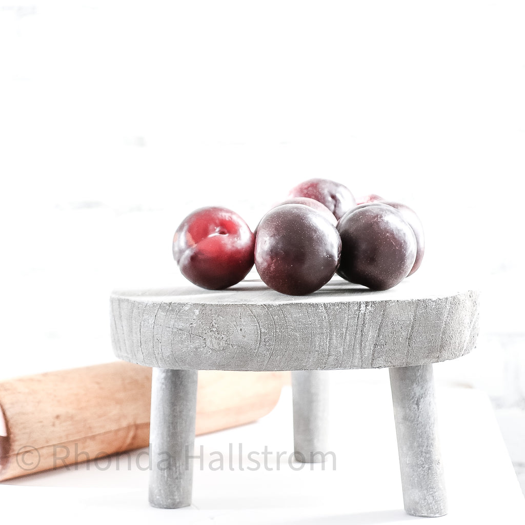 Gray wood stool decorative riser