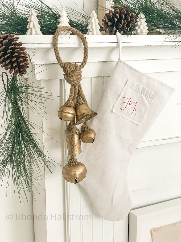 armhouse White Linen Christmas Stockings-Handmade