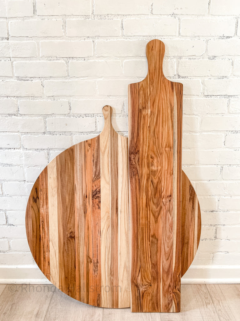 Extra Large Round Charcuterie Board/ Teak Wood Cutting Board