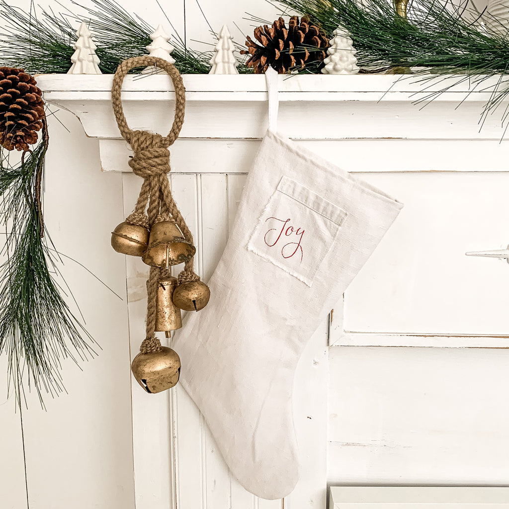 armhouse White Linen Christmas Stockings-Handmade