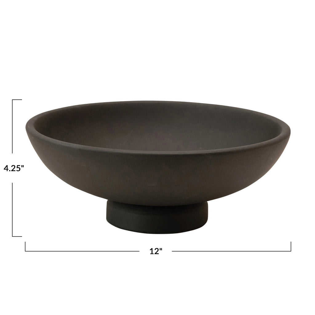 Black Mango Wood Footed Bowl