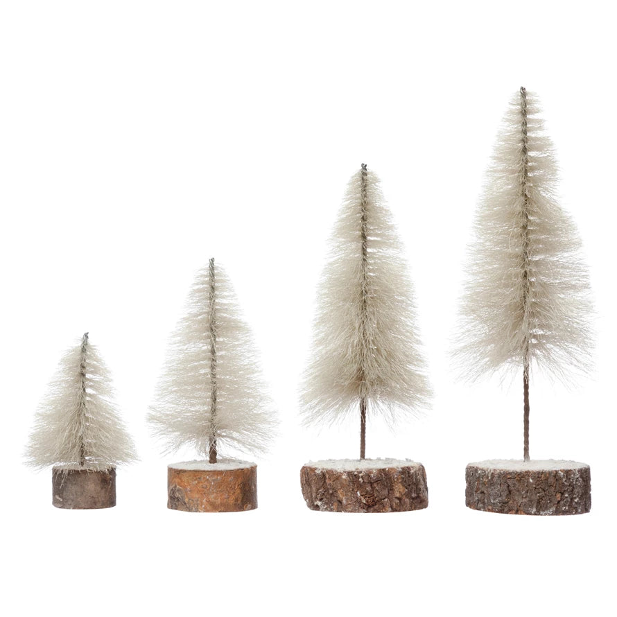 String Trees with Wood Slice Bases, Set of 4