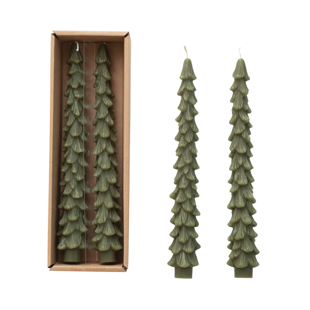 Unscented Tree Shaped Taper Candles, Set of 2