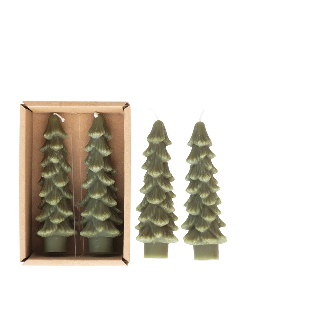 Unscented Tree Shaped Taper Candles, Set of 2