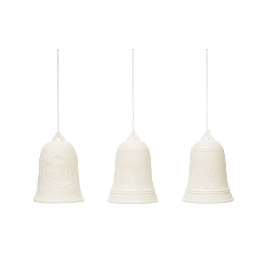 Stoneware Bisque Bell Ornament, 3 Styles